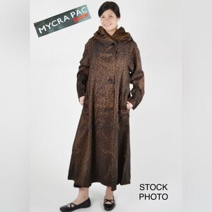 Mycra PAC Hooded Reversible Leopard Print Raincoat, brown/Leopard Print , S/M